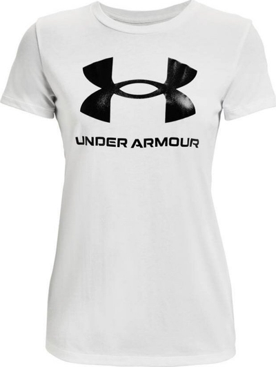 Bluzë sportive Under Armour Live Sportstyle Graphic W, me logo, për goca, e bardhë