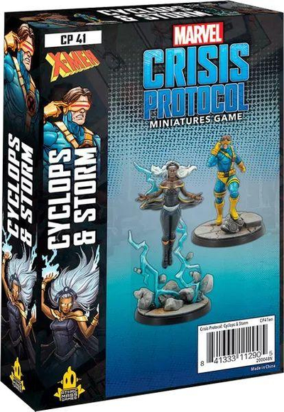 Zgjerim lojë tavoline Marvel Crisis Protocol Cyclops dhe Storm, miniatura, për pikturim