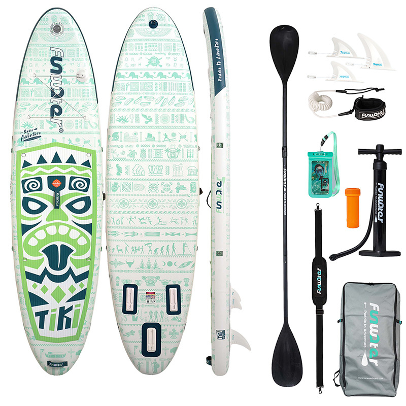 Dërrasë paddle FunWater SUPFW05D Tiki, 320 x 83 x 15 cm, e gjelbër