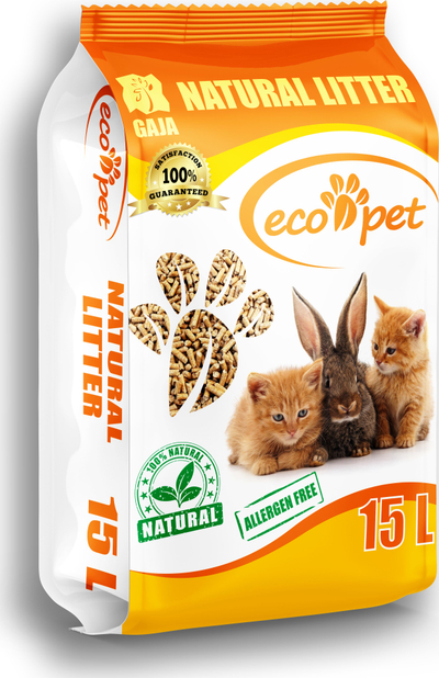 Rërë higjienike për mace Gaja Eco-Pet Natural, 100% natyrale, pelet druri, 15L