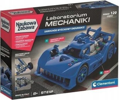 Set ndërtimi Clementoni Mechanics Laboratory Long Distance Racing Car, makinë garash, edukativ, shumëngjyrësh
