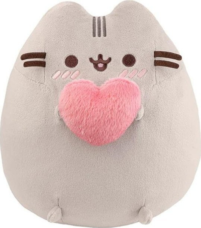 Lodër pelushi Pusheen me zemër, 24cm, gri shumë e butë