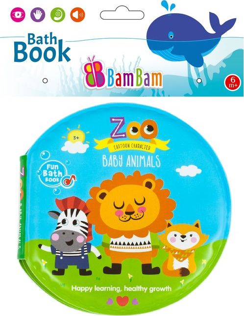 Libër banje BamBam BAM BAM BATH BOOK Z00, lodër me fishkëllimë, për foshnje 6m+