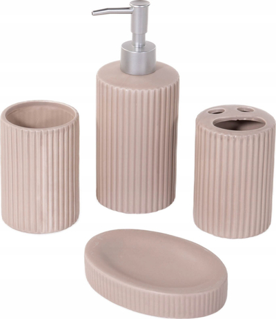 Set aksesores banjo Bathroom Solutions, 4 pjesë, qeramike, bezhë