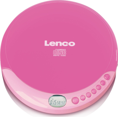 CD player i vogël portativ Lenco CD-011, me ekran LCD, dalje 3.5 mm për kufje, rozë