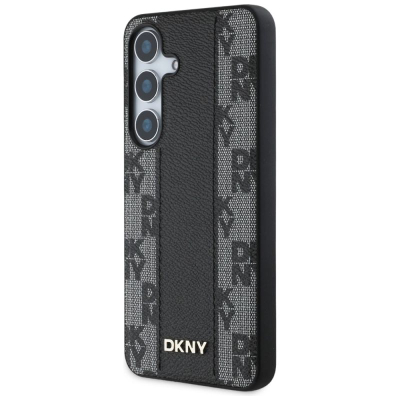 Futrollë DKNY Leather Case MagSafe, për Samsung Galaxy S25, lëkurë eko, e zezë