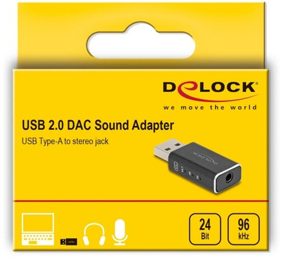 Kartë zanore USB Delock Gaming USB DAC, 24 Bit 96 kHz, USB 2.0, e zezë
