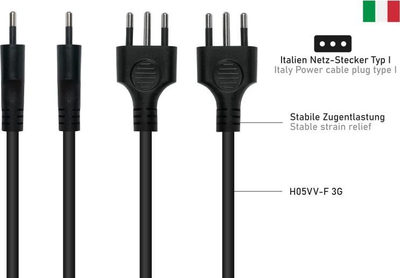 Kabllo rryme Kabelmeister SK6505-S018, IEC C5, 1.8 m, e zezë