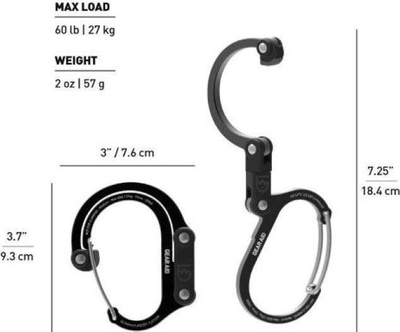 Karabinë shumëpërdorimshme Gear Aid Heroclip Medium, mban deri 27 kg, alumin, e kuqe
