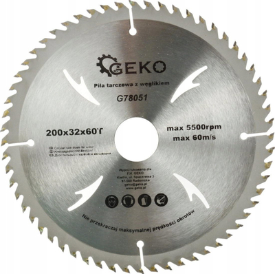 Disk sharrë GEKO 200x32 mm, 24 dhëmbë karbiti, me vrima për ftohje