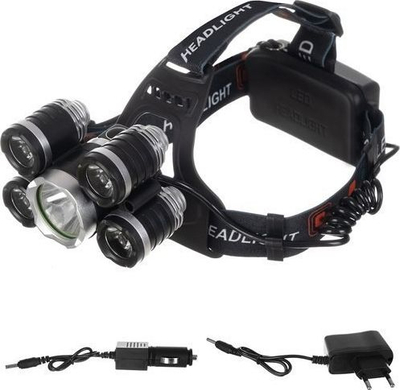 Dritë koke LED, 5 LED, 4 mënyra ndriçimi, e zezë