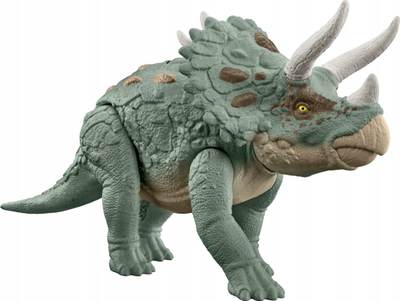 Figurinë dinosauri Jurassic World Gigantic Trackers Triceratops, lodër aksioni e madhe, shumëngjyrëshe