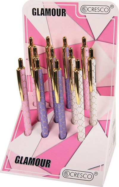Set stilolapsa Cresco Glamour Pen, 12 copë, metalikë, blu