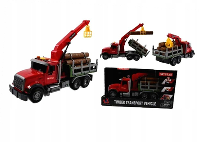 Kamion lodër Midex Timber Transport Vehicle, me vinç ngritës, transport drush, i kuq