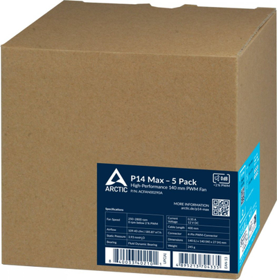 Ventilatorë Arctic P14 Max, 140mm, 2800 RPM, të zi