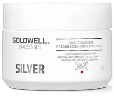 Trajtim flokësh Goldwell Dualsenses Silver 60Sec, 200ml, për flokë biondë dhe gri, i bardhë