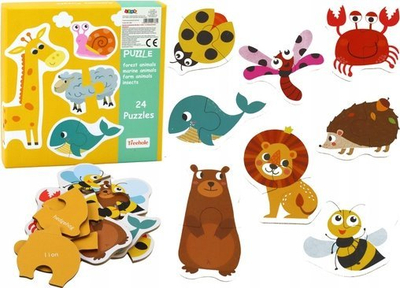 Puzzle edukative Leantoys Animals, 48 copa, për kalamaj, shumëngjyrëshe