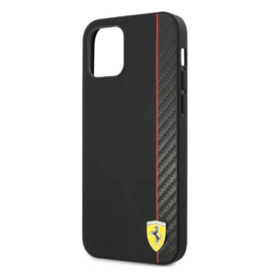 Kapak telefoni Ferrari On Track për iPhone 12 Pro Max, lëkurë, i zi