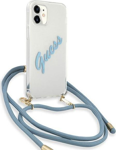 Kapak telefoni Guess Script Vintage GUHCP12SCRTVSBL për iPhone 12 mini 5.4", hardcase, blu