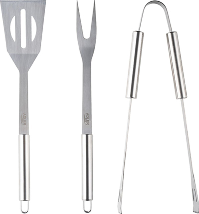 Set aksesorësh për skarë Adler AD 6729, 3 pjesë, çelik inox, ngjyrë argjendtë