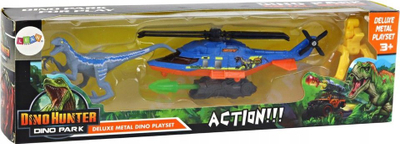 Lodër helikopter dinosaur Dino Hunter, set figurina, për fëmijë 3+, blu