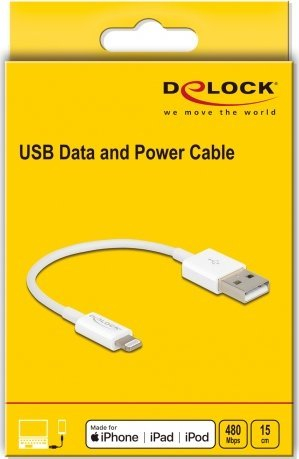 Kabllo USB DeLOCK Lightning, 15 cm, e bardhë