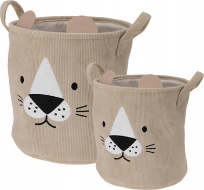Set shportash për lodra CUTIE, 2 copë, kadife poliestër, me veshë, shumëngjyrëshe