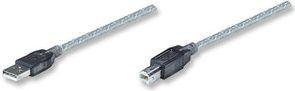 Kabllo USB Manhattan 510424, USB A në USB B, 11 m, ngjyrë argjendtë