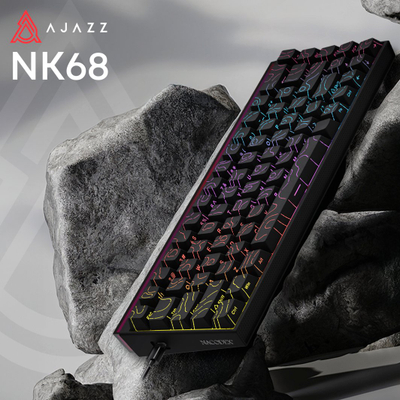 Tastierë mekanike Ajazz NK68, Red Switch, me kabllo USB-C, e zezë