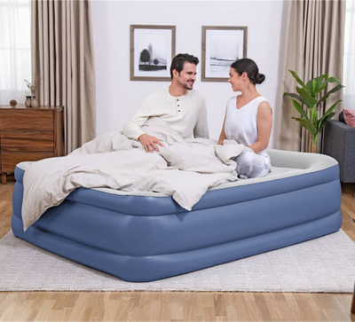 Dyshek ajri Bestway Airbed Tritech, dopjo 203x152x56cm, me pompë elektrike, blu gri