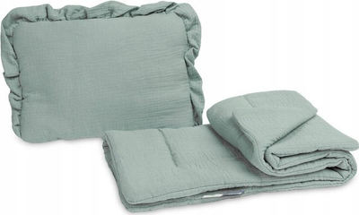 Set jastëk dhe batanije për karrocë Sensillo Khaki, 100% pambuk, për bebe 0+, ngjyrë khaki