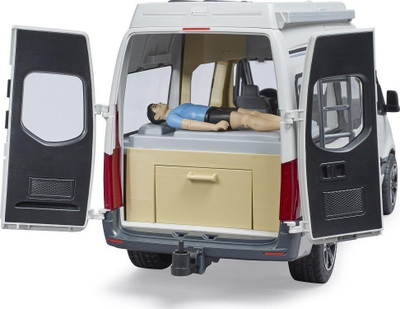 Lodër furgon kampingu Bruder Mercedes Benz Sprinter, shkallë 1/16, me figurë shoferi, i bardhë