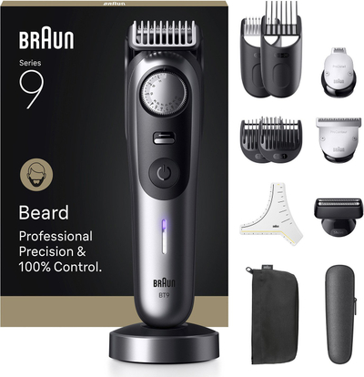 Тример за брада и коса Braun BT9560, безжичен, црн