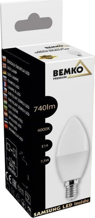 Llambë LED Bemko D84 SLB E14 C37, 7.5W 740lm 4000K, 230V