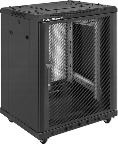 Kabinet rack Qoltec 19" 15U, 600 x 600 mm, në këmbë, i zi