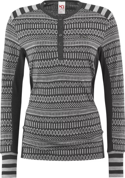Bluzë termike për goca Kari Traa Akle LS, 100% lesh merino, për ski dhe outdoor, gri e errët