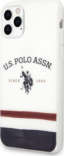 Mbrojtëse U.S. Polo ASSN Tricolor Pattern Collection për iPhone 11 Pro, e bardhë