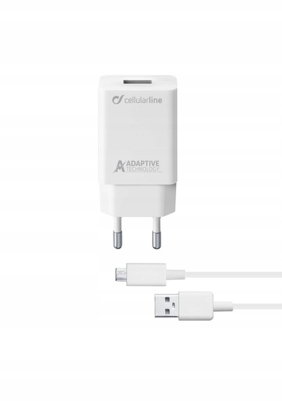 Karikues rrjeti Cellularline Adaptive Fast Charger Kit 15W, micro USB 1 m, i bardhë
