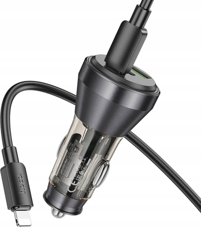 Karikues makine Hoco NZ12D, 60W PD QC3.0, 2x USB C 1x USB A, kabllo Type C me Lightning 1m, i zi transparent