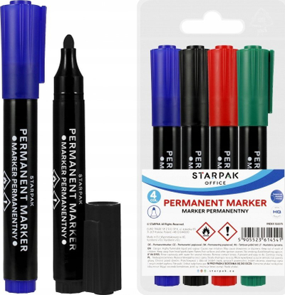 Set markerë permanent STARPAK 4541, majë e rrumbullakët, 4 copë, shumëngjyrësh