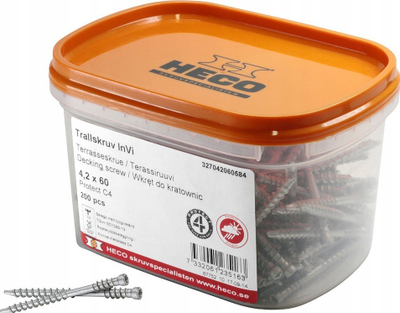 Vida tarrace HECO Invisible, 4.2 x 60 mm, Protect C4, 600 copë, argjendt