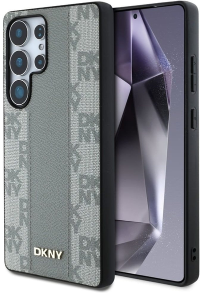 Mbrojtëse telefoni DKNY lëkurë me katrorë MagSafe për Samsung Galaxy S25 Ultra, lëkurë eko, me MagSafe, taupe gri