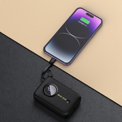 Power bank Dudao K14, 10000mAh, me kabllo USB C dhe Lightning, ngjyrë e zezë