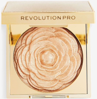 Илуминатор за лице Revolution Pro Lustre Highlighter Golden Rose, ефект на сјај, компактен, златно розов