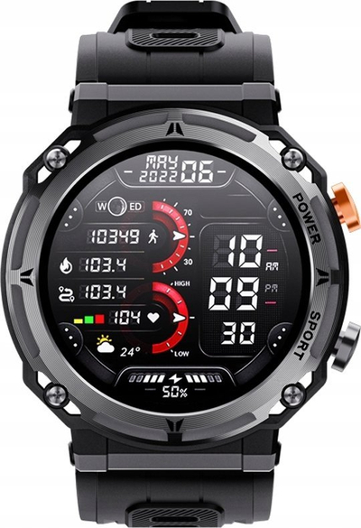 Smartwatch Veltori VT130-1, 1.39", Bluetooth 5.2, me rrip silikoni të zi
