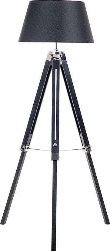 Lampë dysheme Beliani Madeira, tripod dru pishe, 143 cm, e zezë