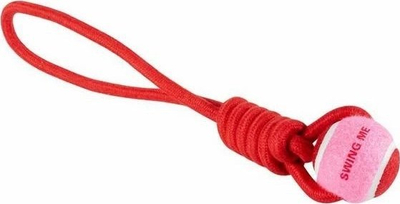 Lodër për qen Coockoo Catch Me, top tenisi me litar, rozë me të kuqe