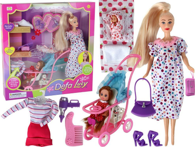 Kukull shtatzënë Leantoys Lucy XXL, me aksesore, flokë bjonde