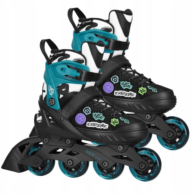 Patina inline Nils Extreme Vibe NA2053A, për fëmijë, madhësia 29-32, e zezë jeshile