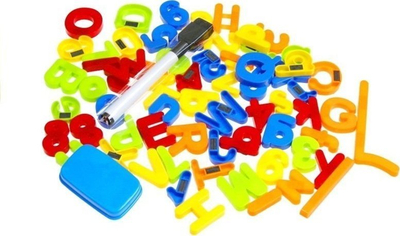 Tabla magnetike për kalamaj Magnetic Board, me shkronja dhe numra, me molbert, rozë